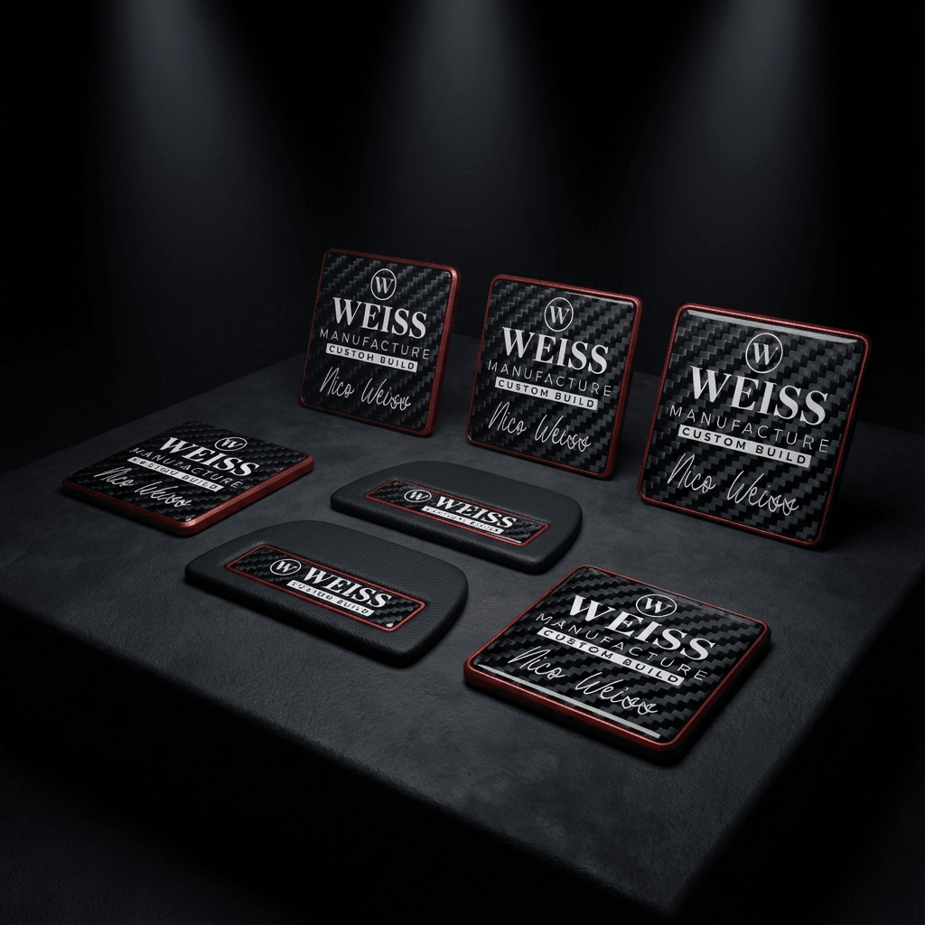 Carbon Fahrzeug-Badges mit Weiss Manufacture Logo