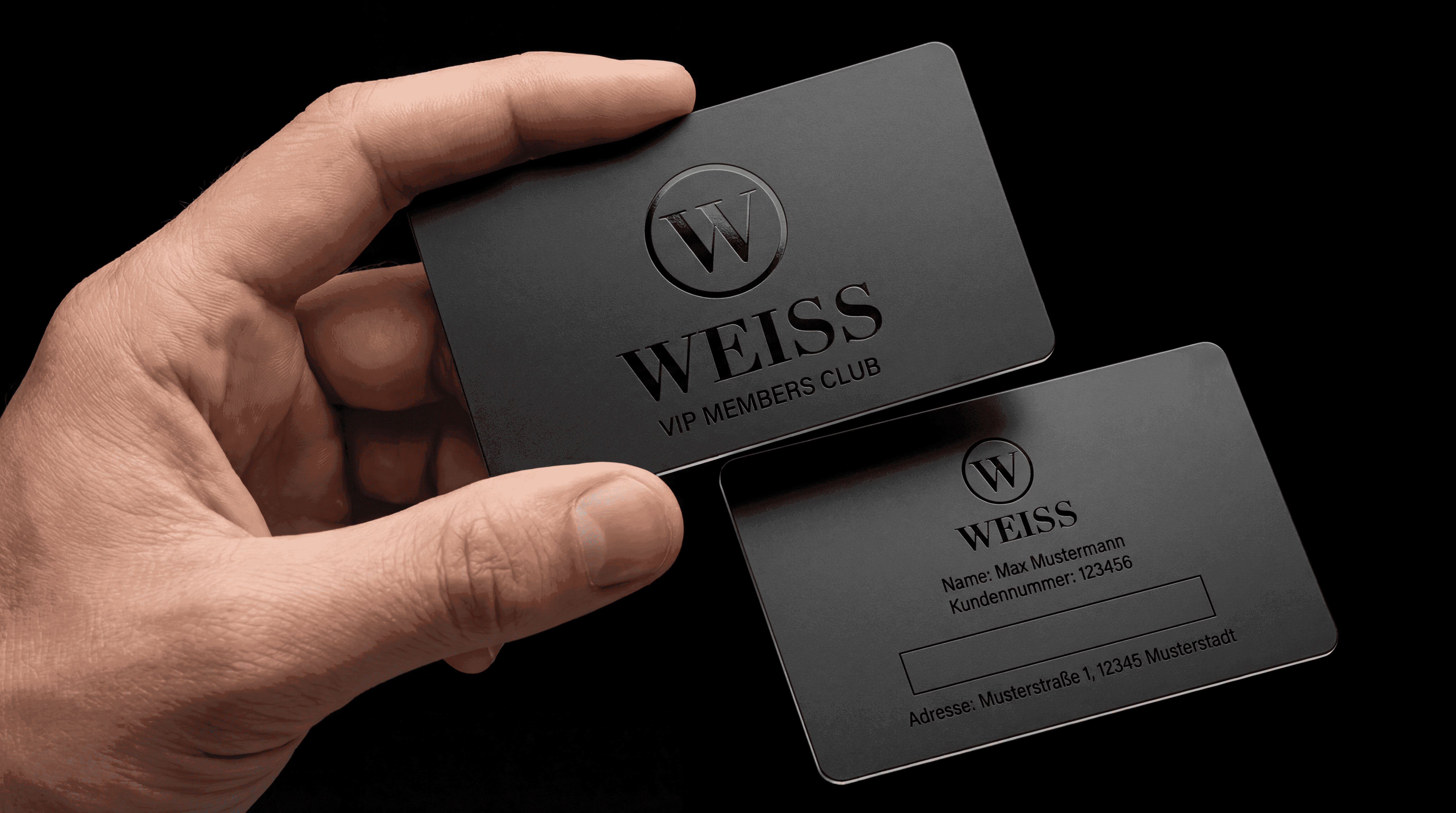 Schwarze Weiss VIP-Member Karte im Handbereich