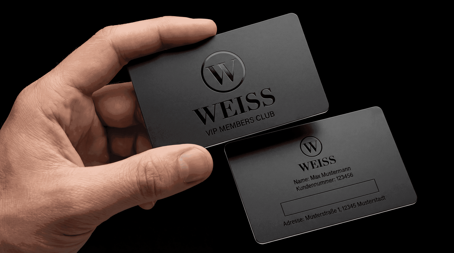 Schwarze Weiss VIP-Member Karte im Handbereich