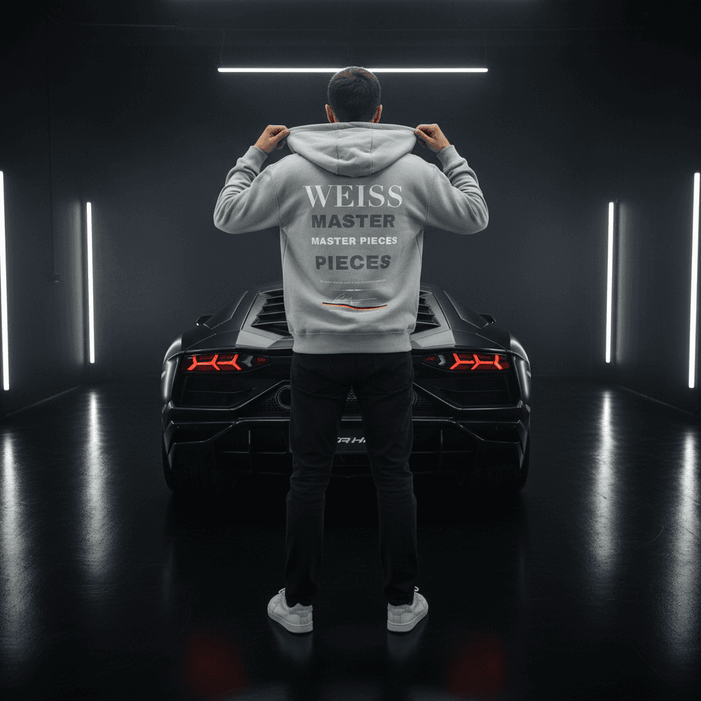 Grey oversize WEISS MASTERPIECES hoodie back view