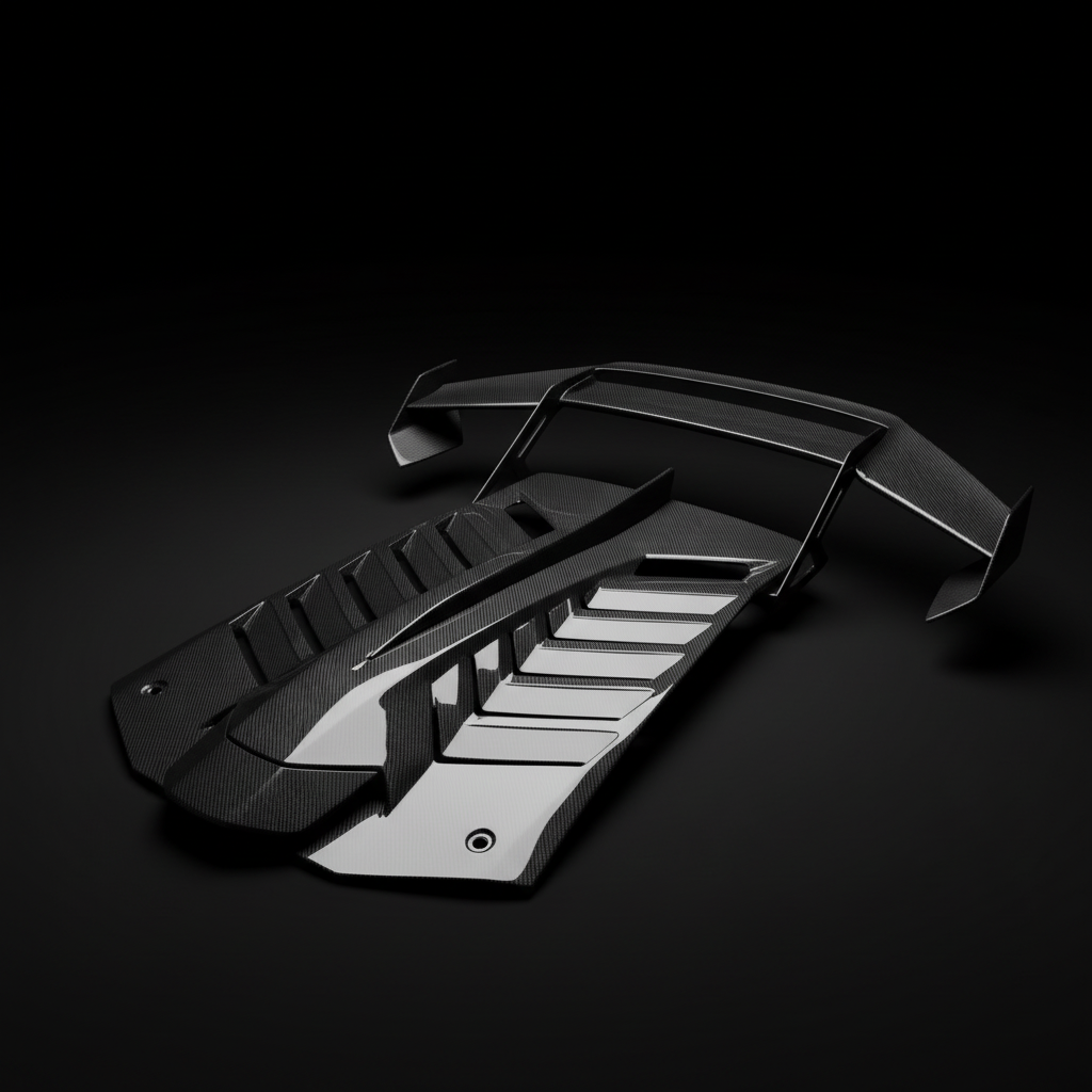 Weiss Lamborghini Huracan STO Heckdeckel aus Sichtcarbon