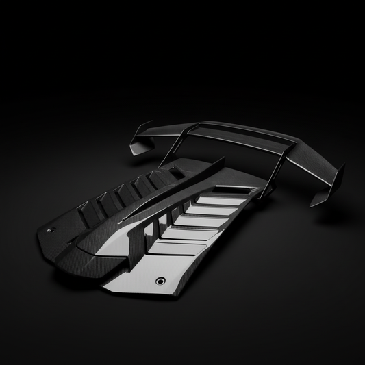 Weiss Lamborghini Huracan STO Heckdeckel aus Sichtcarbon