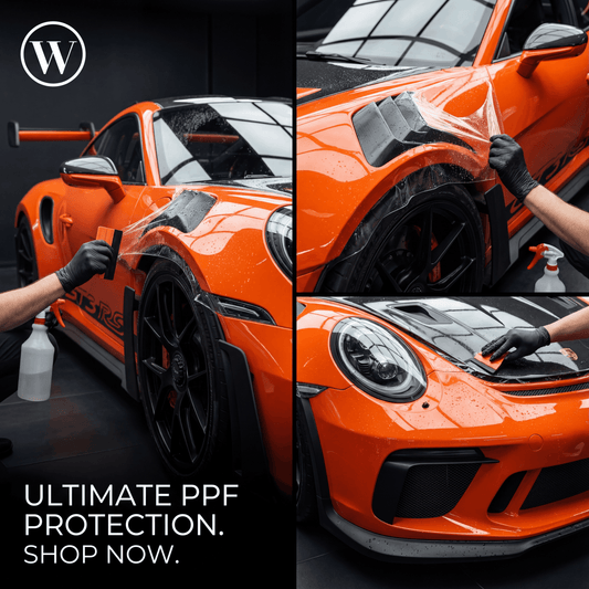 Orange sports car with clear PPF paint protection film