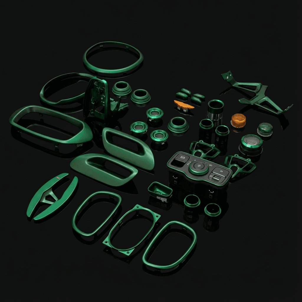 Grüne lasierte Chrom-Elemente für Fahrzeuginnenraum