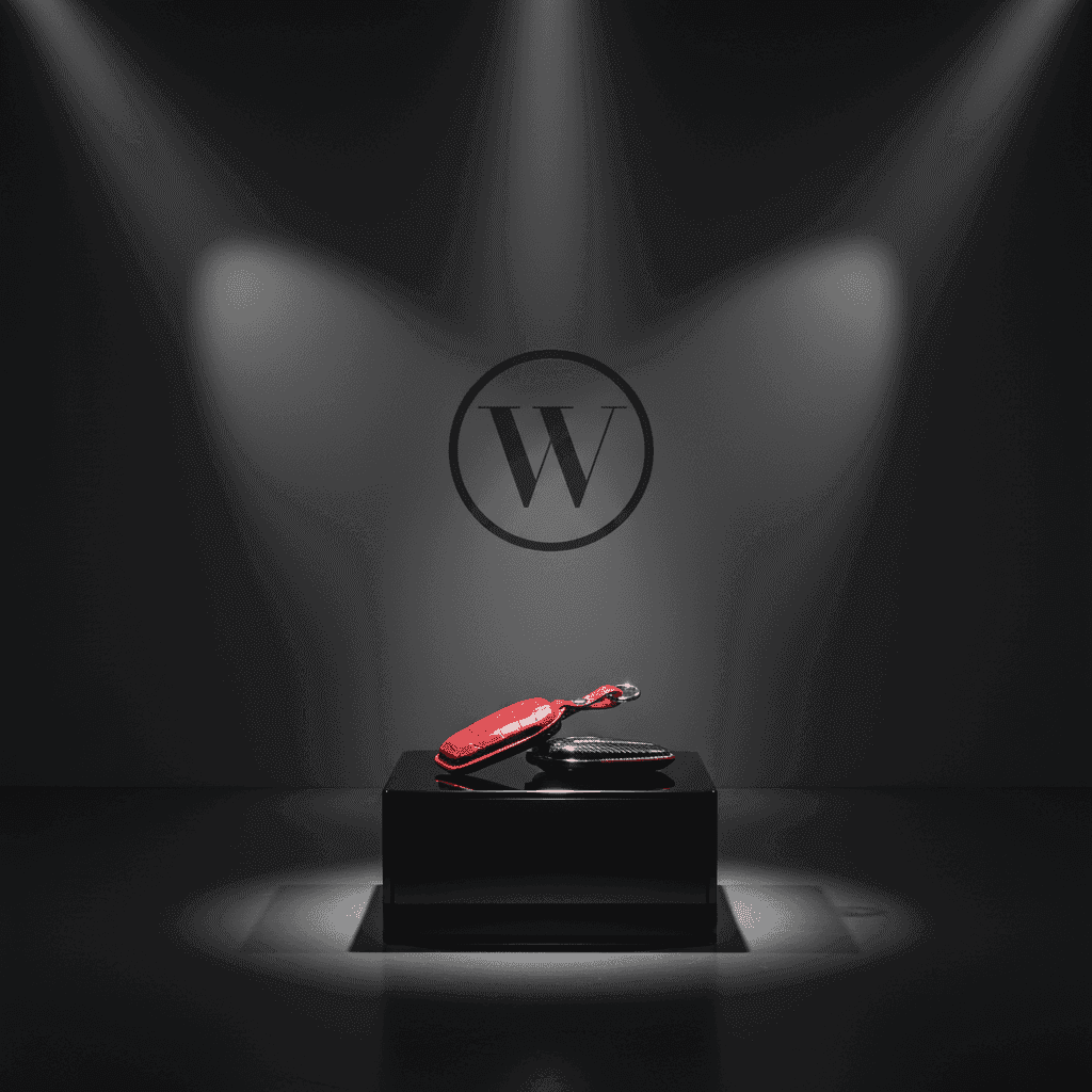 Rotes und schwarzes handgefertigtes Ferrari Schlüsselcover