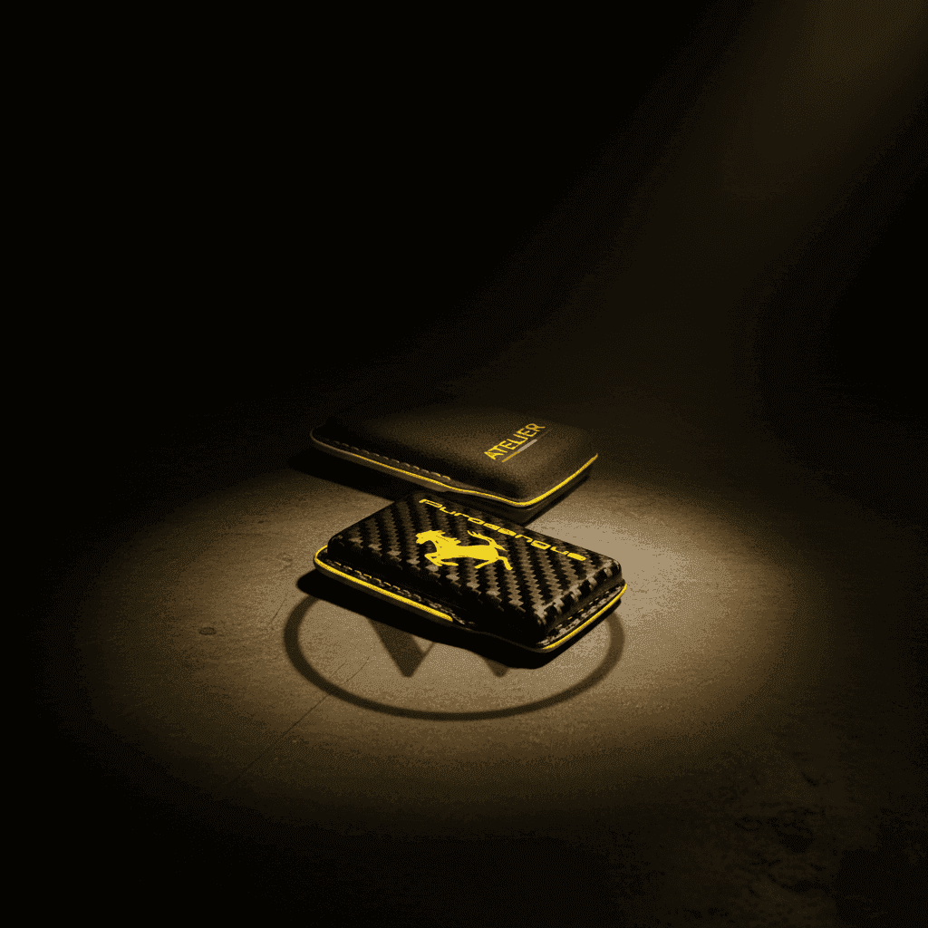 Ferrari carbon fiber key cover with yellow stitching